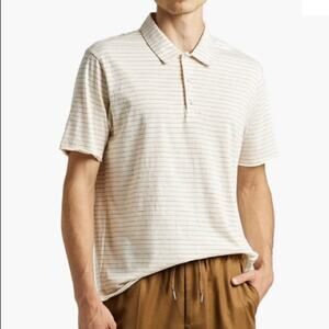 Rag & Bone Principal Organic Cotton Jersey Striped Polo Size Large